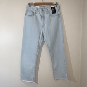 Levis Womens 501 Original Cropped 30x26 Light Wash Raw Hem‎ Straight Leg Classic